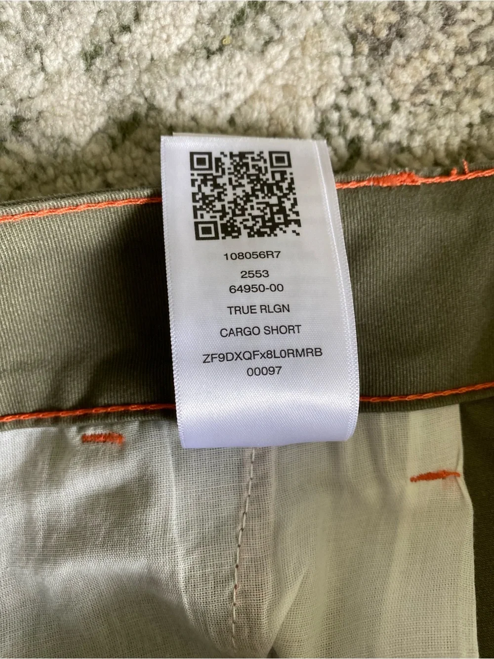 NEW True religion men's green cargo shorts 108056R7 Size 38